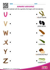 Match Alphabet Vegetables A to E